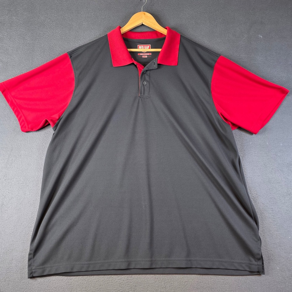 Red Kap Polo Shirt Mens 3XL Gray Red Excellent Performance Workwear